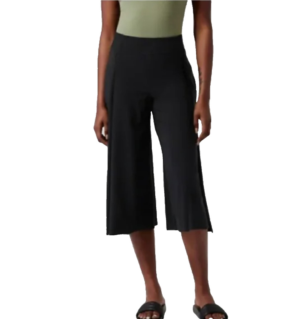 Athleta Pants Womens 6 Black Cosmic Wrap Stretch Knit Wide Leg Palazzo Ankle